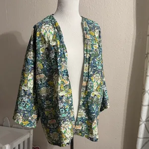 Floral Kimono Cardigan Green Size XL thumbnail 3