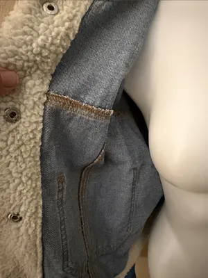 Forever 21 Blue Denim Sherpa Collar Jacket with Butterfly Patches thumbnail 3