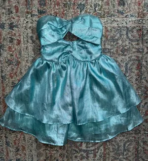 Hello Molly Shimmery Teal Strapless Mini Dress thumbnail 2