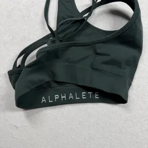 Alphalete Sports Bra Women’s XS Green Strappy Back Seamless Workout Bra thumbnail 3