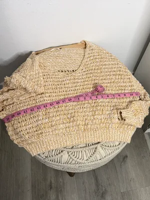 Free People Open-Knit Scoop Neck Sweater in Beige thumbnail 5