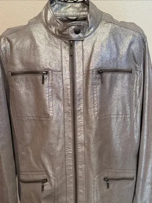 🪎🪎🪎BOGOHO🪎🪎🪎Chico’s Metallic Silver Zip-Front Jacket-3 thumbnail 2