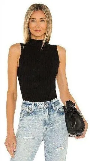 Revolve NWT Rib Mockneck Bikini Bodysuit in Black 525 Size S thumbnail 2