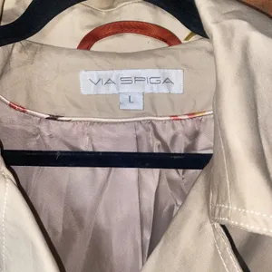 Via Spiga Vintage Beige Khaki Cotton Belted Trench Coat Jacket Women's Large thumbnail 4