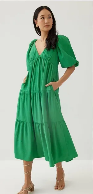 Love, Bonito Green Katrine Padded Tiered Low Back Maxi Dress Size 6 thumbnail 1