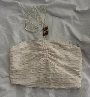 shein tube top tan with beads thumbnail 1