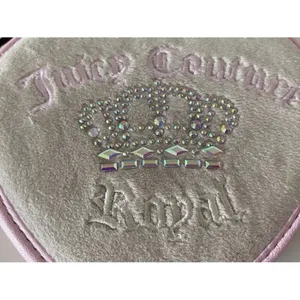 NWT Juicy Couture Kingdom Heart Zip Wristlet Pink Velour Rhinestone Crown Wallet thumbnail 5