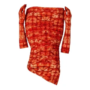 MISCREANTS One-Shoulder Ruched‎ Mini Bodycon Dress Orange Tie-Dye UK 8 / US 4 thumbnail 2
