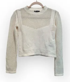 Zara White Knit Sweater – Size Small thumbnail 1