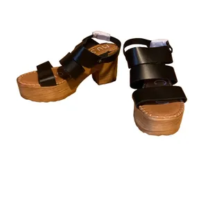 Musse And Cloud Black Leather "Frisa" Platform Sandals (10) thumbnail 7