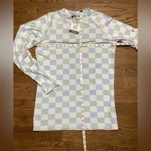 Michelle Mae Checkered Long Sleeve buttery soft rayon blend Top size large thumbnail 10