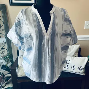 Matilda Jane Women's Striped Top - White and blue thumbnail 2