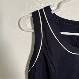 Ann Taylor Women's Size 0 Sleeveless Scoop Neck Blouse Tank Top Navy Blue White thumbnail 5