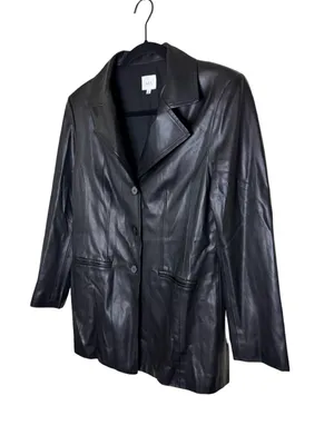 NIA Faux Leather Blazer Jacket – Black Size S thumbnail 3