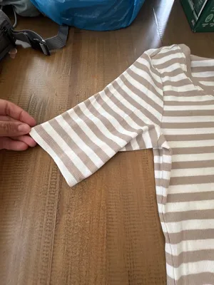 Sonoma Goods For Life Slim Fit Elbow Sleeve Ribbed Henley Top in Tan Stripe thumbnail 5