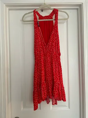 Red and white polka dot dress thumbnail 3