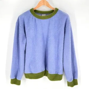 Maeve Anthropologie Sweater Women's M‎ Boxy Ringer Oversized Fuzzy Purple Green thumbnail 5