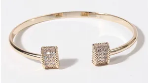 Bar Edge Gold Plated Cuff Bangle Bracelet thumbnail 1
