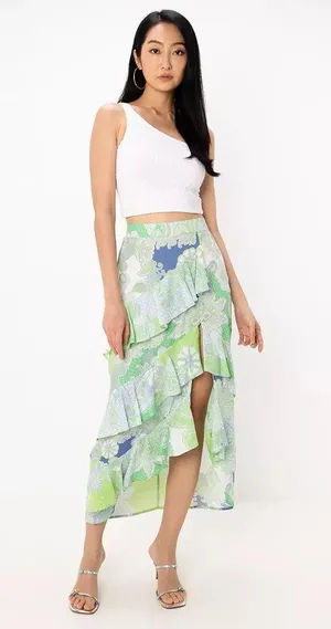 ASOS green ruffle skirt thumbnail 1