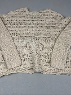 Kimchi Blue Urban Outfitters Sweater XS Cream Cable Knit Wool Blend Oversized thumbnail 5