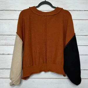 Pol Colorblock Boho V-Neck Knit Sweater Slouchy Pullover Rust Orange Size Small thumbnail 3