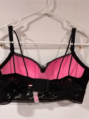 Victoria's Secret Pink Lightly Lined Lace‎ Bralette Black Size Large NEW thumbnail 4
