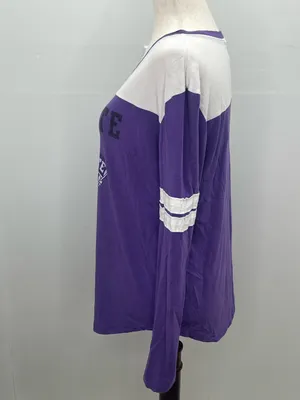 Venley K-State Wildcats Women’s Colorblock Logo Long Sleeve V-Neck Shirt Medium thumbnail 3