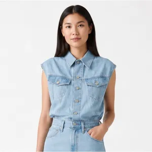 Levi's Denim Dress Women XS Blue NWT Sleeveless Midi Button Front Pockets thumbnail 6