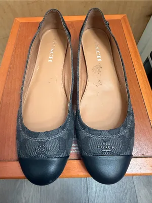 Coach Signature Jacquard Black Leather Cap Toe Ballet Flats Women’s Size: 7.5 thumbnail 3