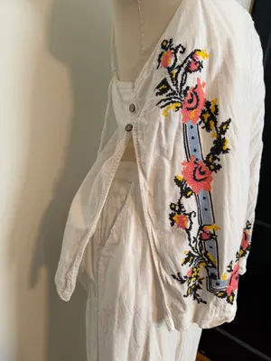 Free People Sightseer Linen Embroidered Tank and Pants Set thumbnail 4