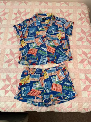 Kate Spade New York Short Sleeve Notch Boxer PJ Set (On The Road) Women's Pajama Sets thumbnail 1