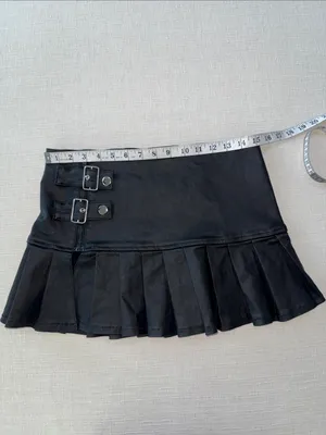 Edikted Black Pleated Mini Skirt with Side Buckles thumbnail 6