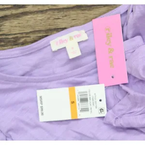 NWT Riley & Rae Lacey Crew Neck Tiered Puff-Sleeve Midi Dress Lilac Purple S thumbnail 5