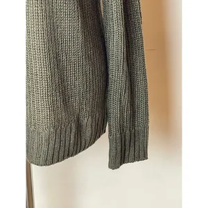 Pink Rose Olive Green V Neckline Striped‎ Sleeve Knit Pullover Sweater Size S thumbnail 5