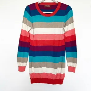 𝅺Vintage wool sweater dress SMALL pink blue Long Sleeve comfy cozy Hippie thumbnail 5