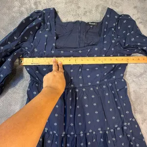 Madewell Square-Neck Puff-Sleeve Tiered Mini Babydoll Dress Size 10 100% Cotton thumbnail 7