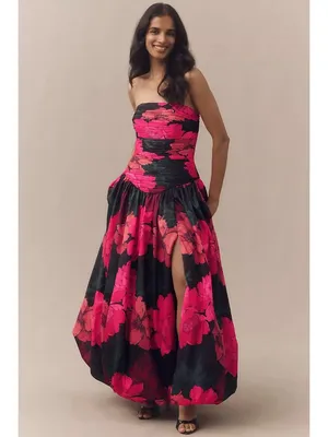 Hutch Georgina Strapless Ruched Drop-Waist Maxi Dress Multicolor Womens Size 2 thumbnail 3