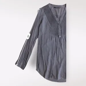 Zara TRF Button‎ Front V-Neck Long Sleeve Womens Size XS Gray Boho Minimalist thumbnail 5