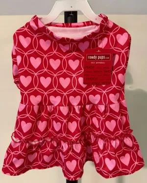 Heart nwt size small Pink red ruffle pet dog cat dress apparel costume valentine thumbnail 1
