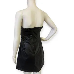 FashioNova Elegant Black Faux Leather Strapless Dress thumbnail 4