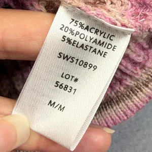 Elan Womens Striped Cropped Sweater Pink Purple SWS10899‎ Drawstring Hem Size M thumbnail 5