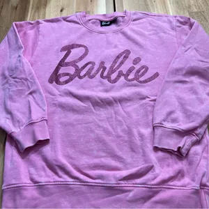 Barbie Pink Glitter Logo Sweatshirt Women’s Medium | Cozy Retro Crewneck thumbnail 4