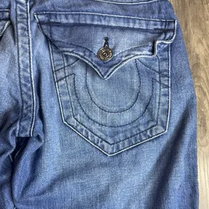 True Religion Medium Blue Cuffed Denim Straight Leg Jeans thumbnail 8