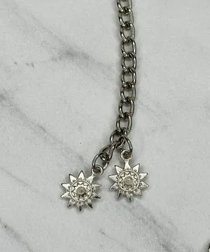 Rhinestone Cross and Coin Charm Silver Tone Metal Chain Link Belt OS One Size thumbnail 12