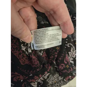 Knox Rose Sheer Paisley Lace Velvet Accent Boho Tunic Blouse Black Pink Women M thumbnail 7