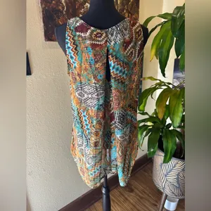 EUC Bobeau SOUTHWESTERN STYLE TANK TOP CHIFFON STYLE SZ M thumbnail 5