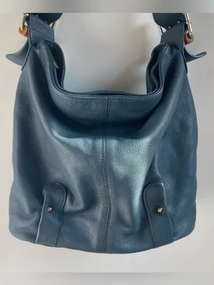 Stone Mountain Osprey blue leather bucket bag shoulder bag bamboo buckles Fall thumbnail 4