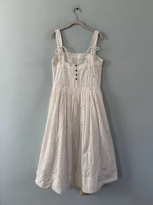 NWT Free People Primavera Eyelet‎ Midi Dress White Cotton Cottage Boho Sundress thumbnail 5
