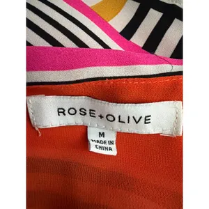 Rose + Olive Sleeveless Top Orange Pink White Black Medium thumbnail 4