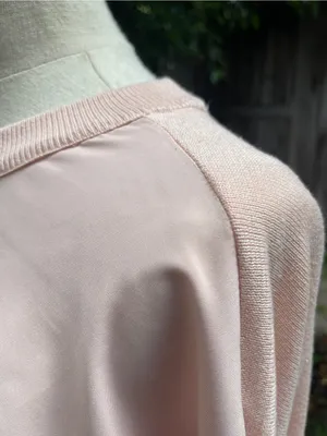 Lauren Ralph Lauren pale pink lightweight combination sweater sweatshirt preppy thumbnail 2